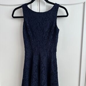 Formal navy blue lace dress